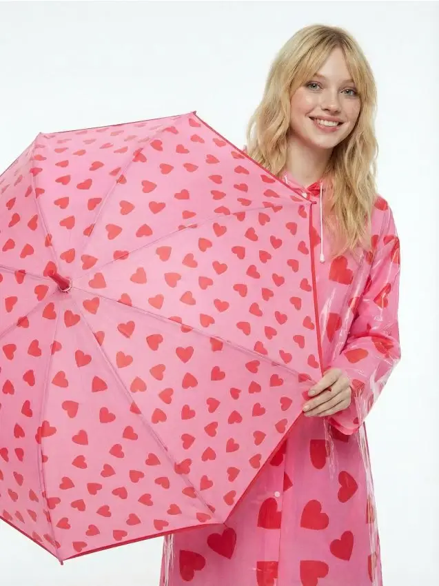 Ombrello con cuori - fucsia