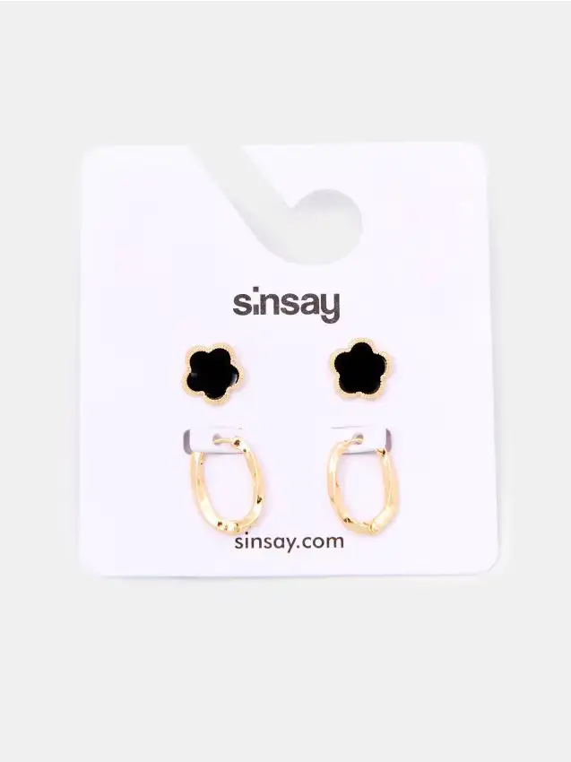 Orecchini con motivo floreale 2 pack - oro