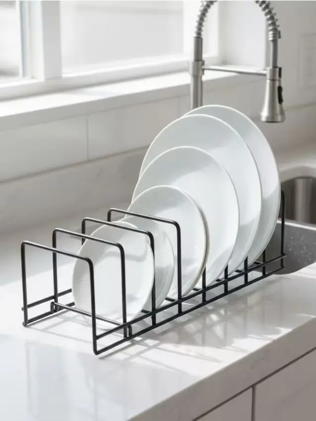 Organizer in metallo per stoviglie - nero