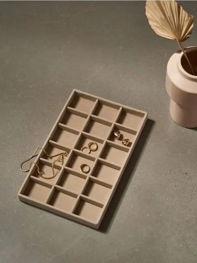 Organizer per cassetto con scomparti - beige