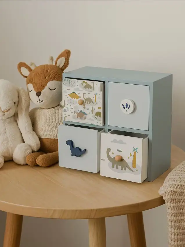 Organizzatore con cassetti con dinosauri - multicolor