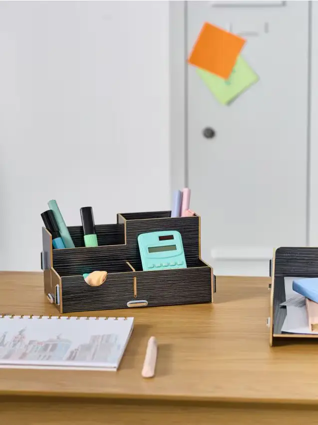 Organizzatore da scrivania in legno - nero