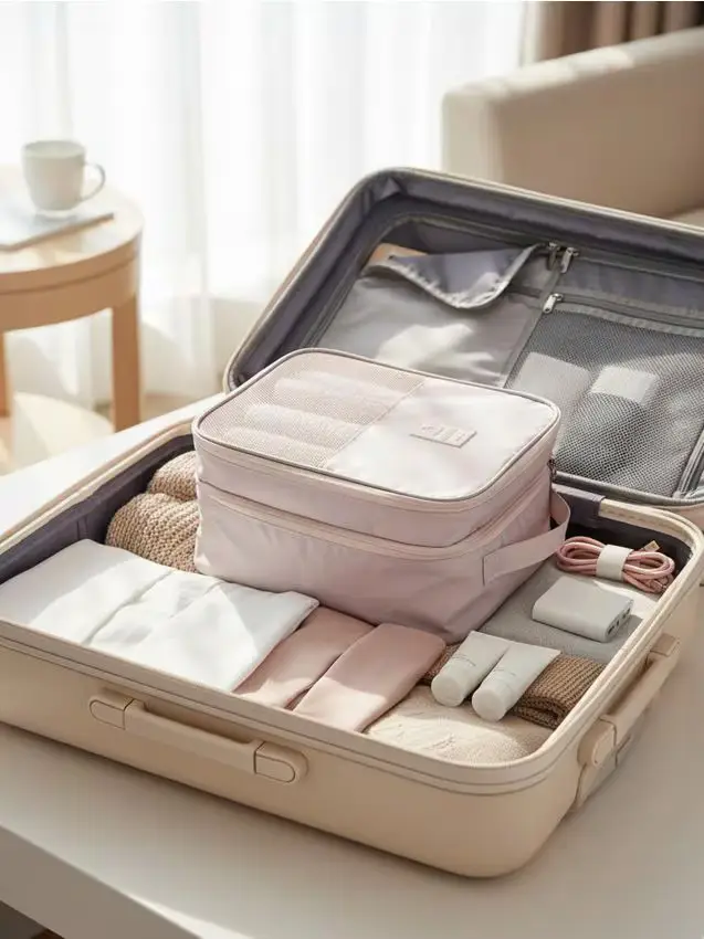 Organizzatore da viaggio con rete - panna