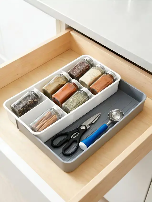 Organizzatore per posate da cassetto - grigio chiaro