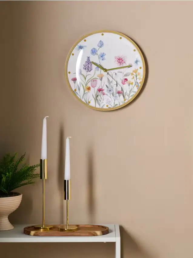 Orologio da parete con motivo floreale - multicolor