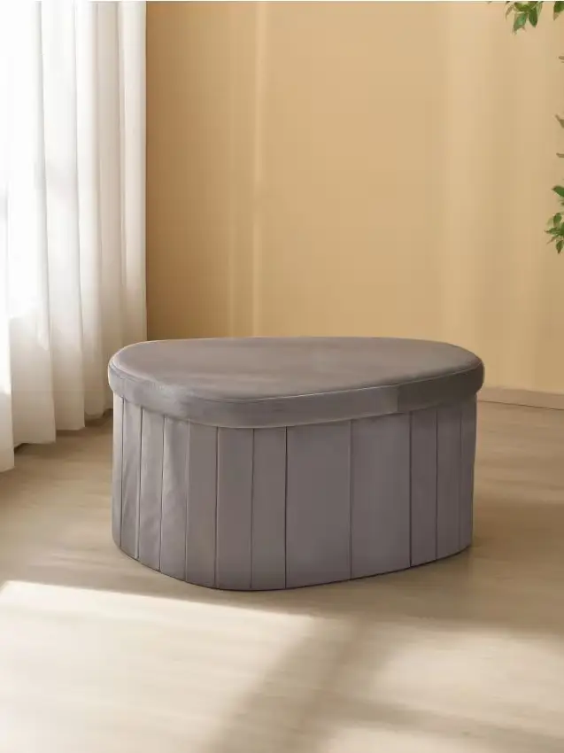 Ottomana con funzione contenitore - grigio chiaro