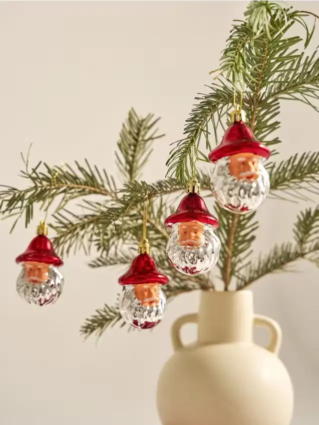 Palline di Natale a forma di Babbo Natale, confezione da 4 - multicolor