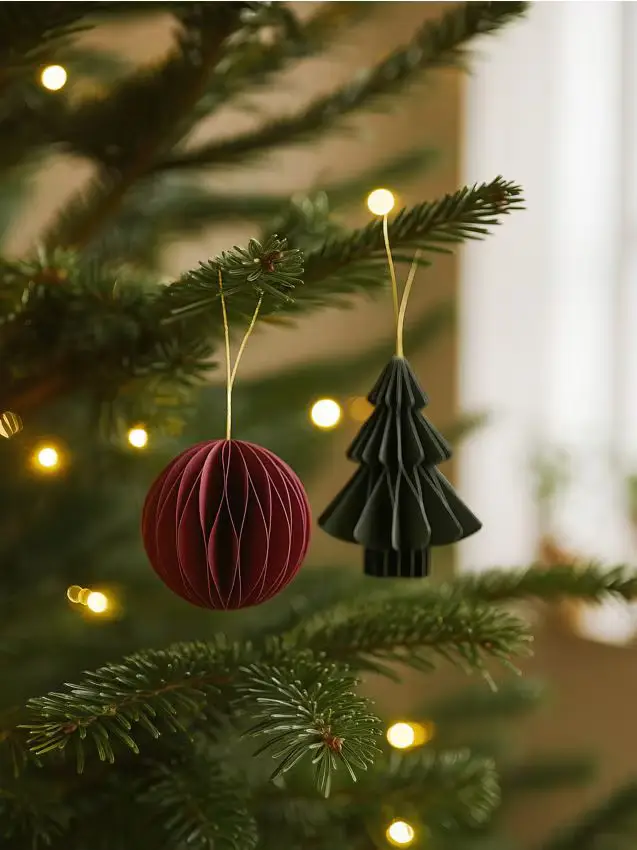 Palline di Natale in carta, confezione da 4 - multicolor