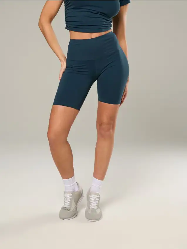 Pantaloncini aderenti a vita alta - blu scuro