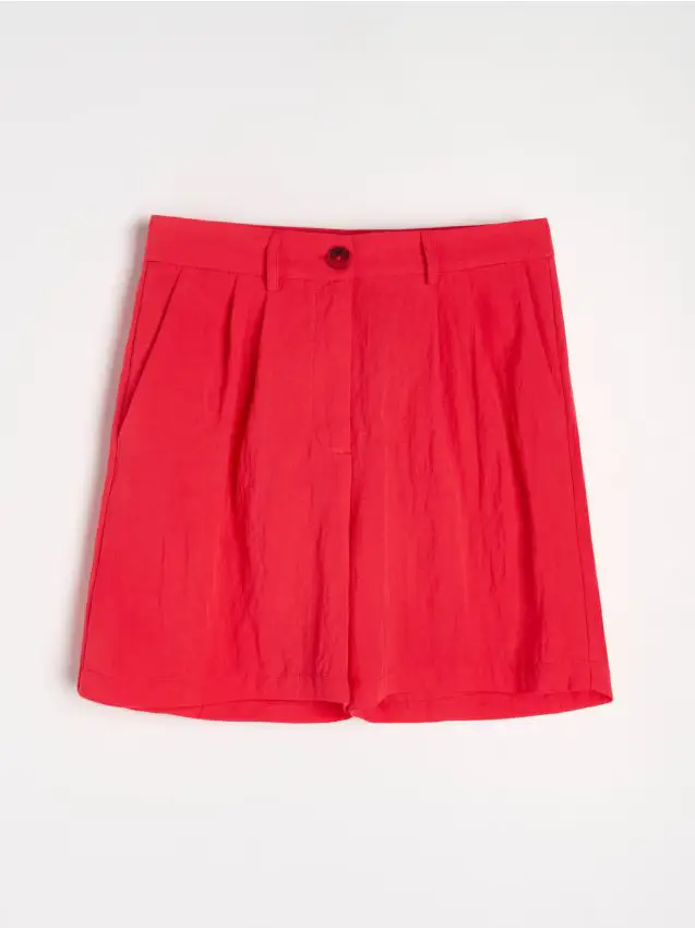 Pantaloncini con miscela di lino - rosso