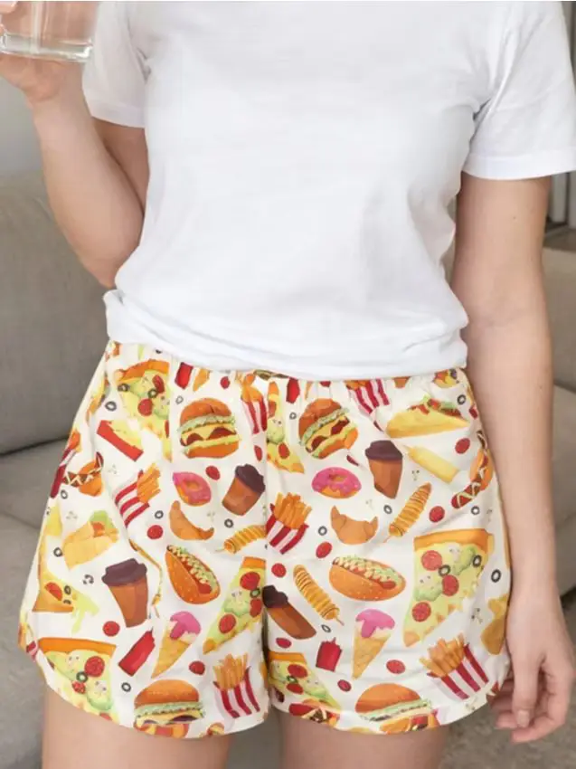 Pantaloncini da pigiama con stampa fast food - multicolor