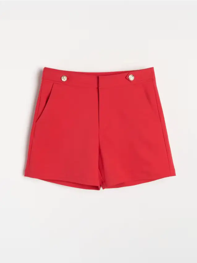 Pantaloncini di cotone con bottoni decorativi - rosso