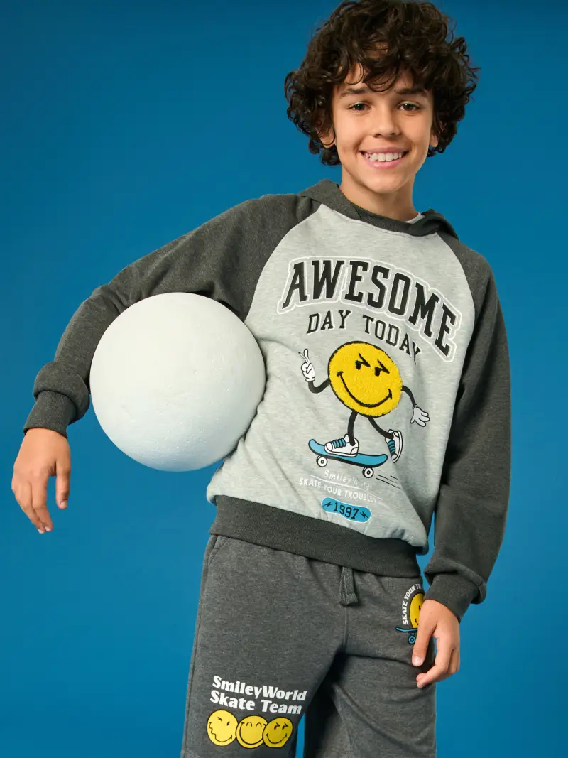 Pantaloncini di felpa SmileyWorld® - grigio scuro miniatura 4