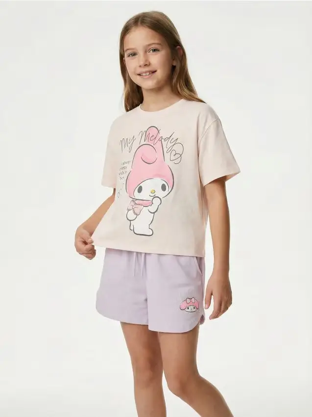 Pantaloncini in cotone con stampa My Melody - lavanda