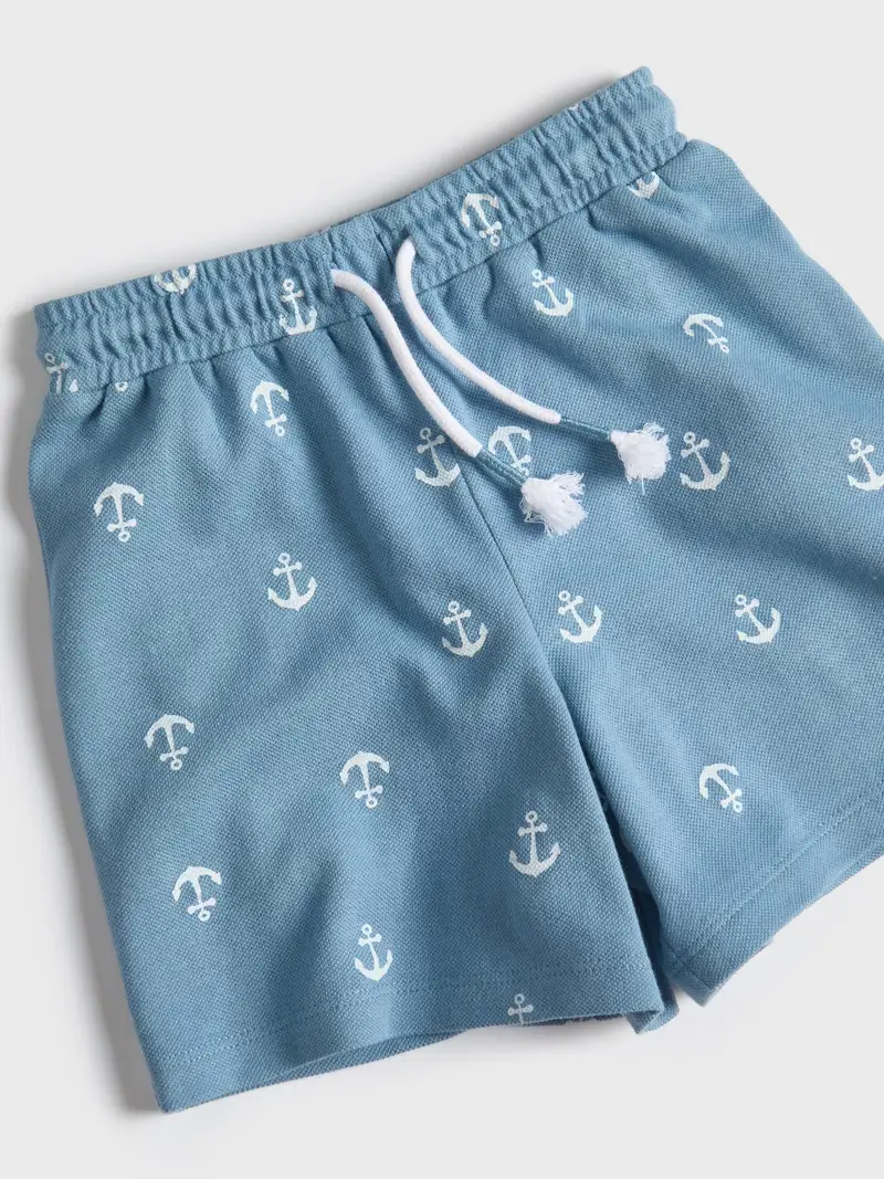 Pantaloncini in cotone fantasia - grey blue miniatura 3