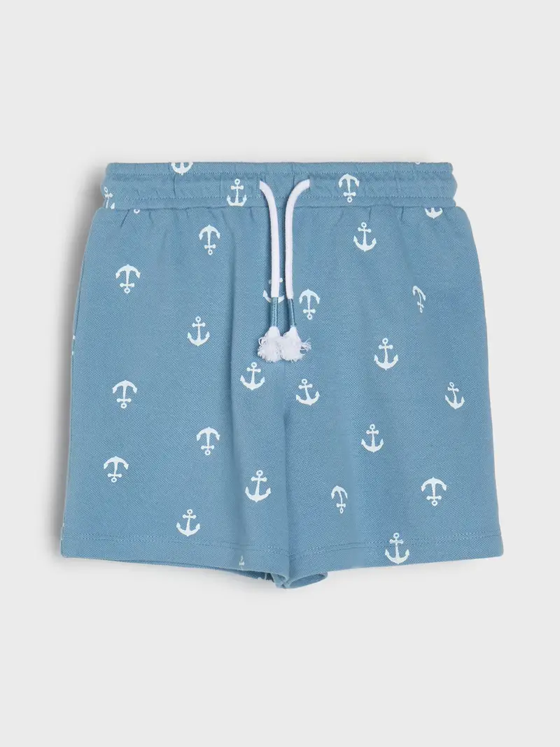 Pantaloncini in cotone fantasia - grey blue miniatura 4