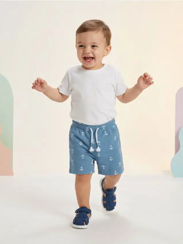 Pantaloncini in cotone fantasia - grey blue