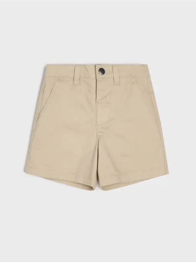 Pantaloncini in cotone tinta unita - beige