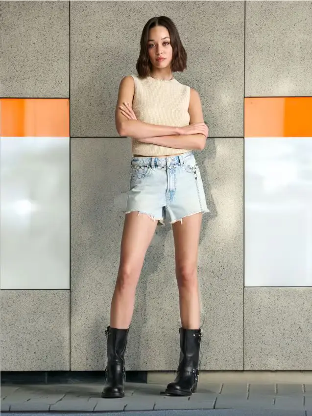 Pantaloncini in denim - blu