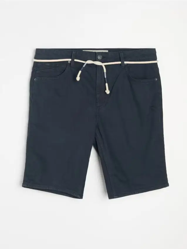 Pantaloncini in denim di cotone - blu scuro