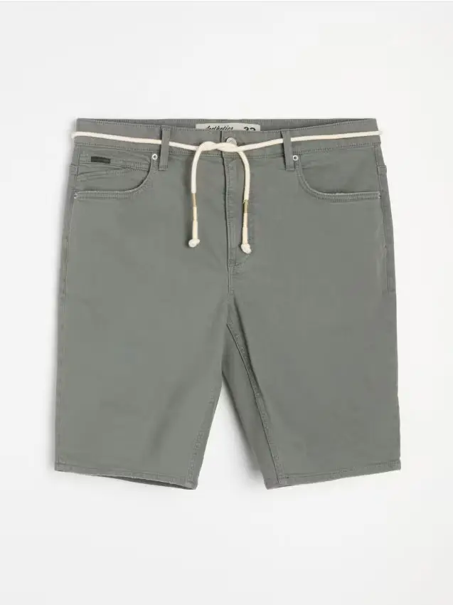 Pantaloncini in denim di cotone - verde petrolio