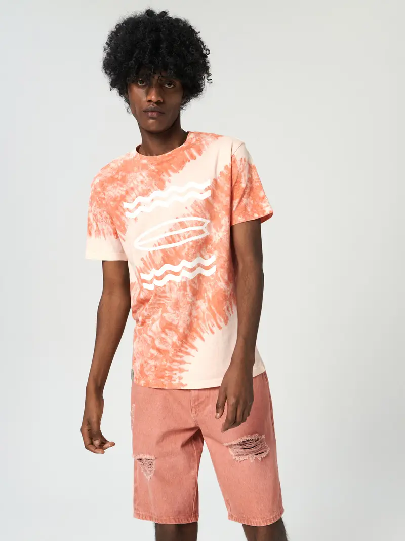 Pantaloncini in denim - salmone miniatura 4