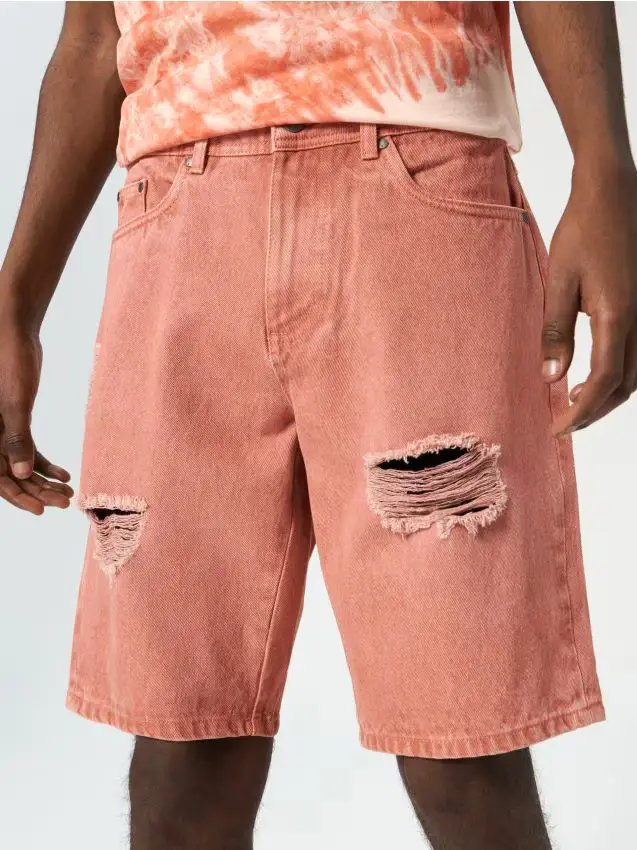 Pantaloncini in denim - salmone