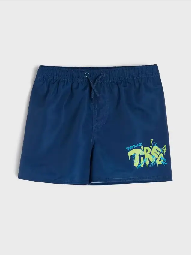 Pantaloncini mare con stampa - blu scuro