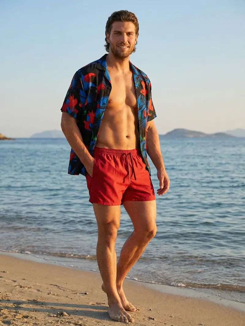 Pantaloncini mare - rosso miniatura 5