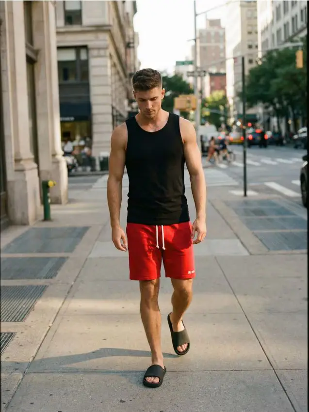 Pantaloncini slim - rosso