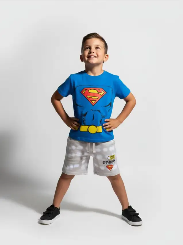 Pantaloncini tie-dye Superman - panna