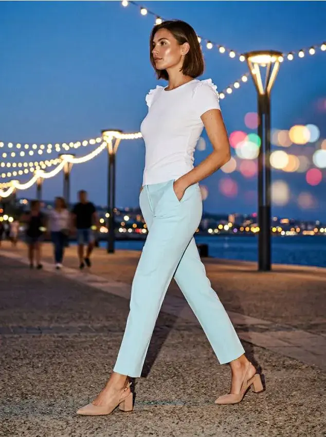 Pantaloni a sigaretta - blu pallido