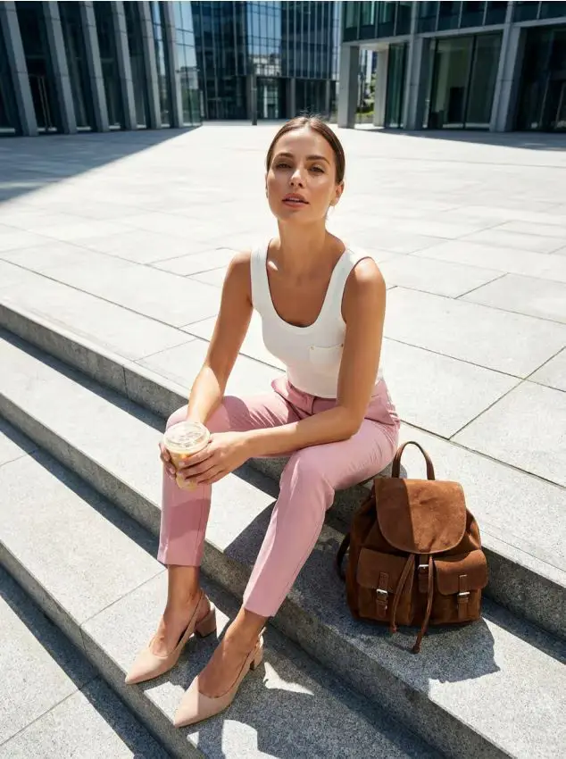 Pantaloni a sigaretta - rosa