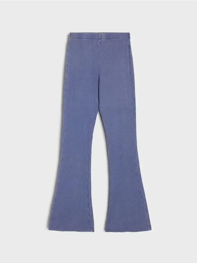 Pantaloni a zampa a coste - azzurro