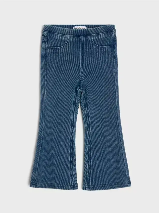 Pantaloni a zampa a coste - blu scuro