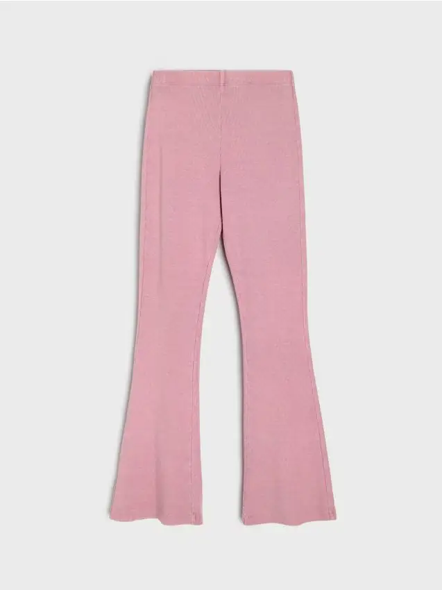 Pantaloni a zampa a coste - rosa