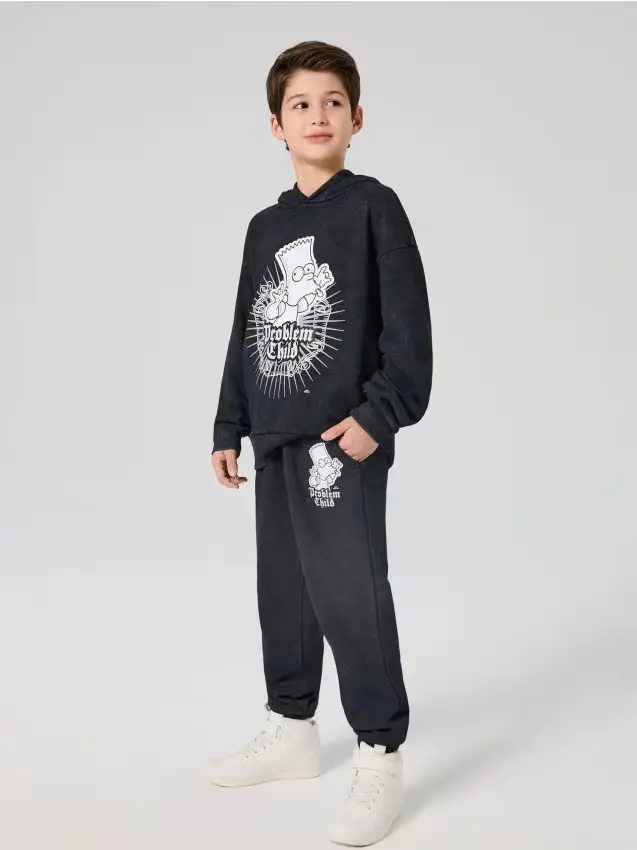 Pantaloni con effetto slavato The Simpsons - nero