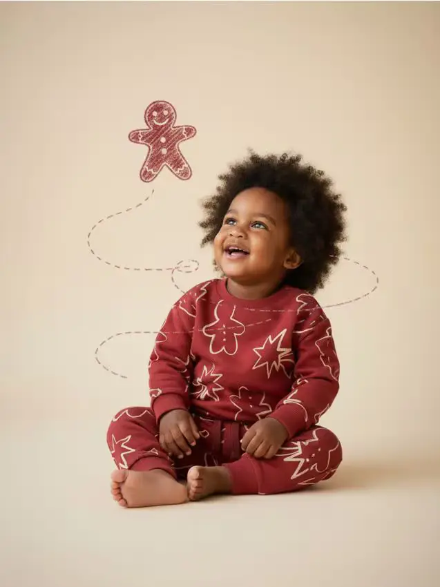 Pantaloni con motivo natalizio - bordeaux