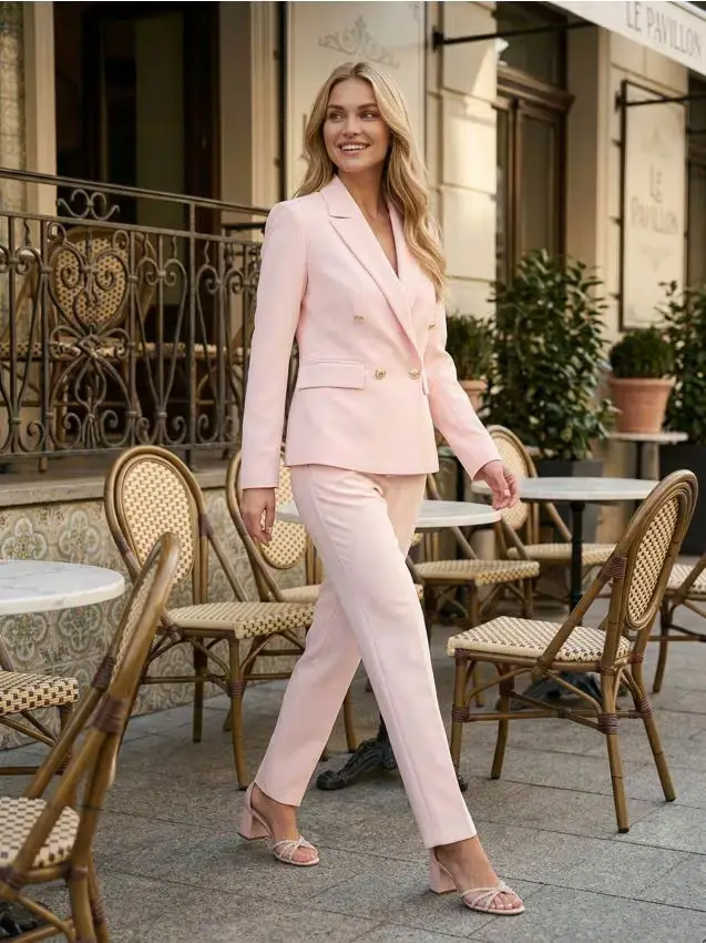 Pantaloni con piega stirata - rosa pastello