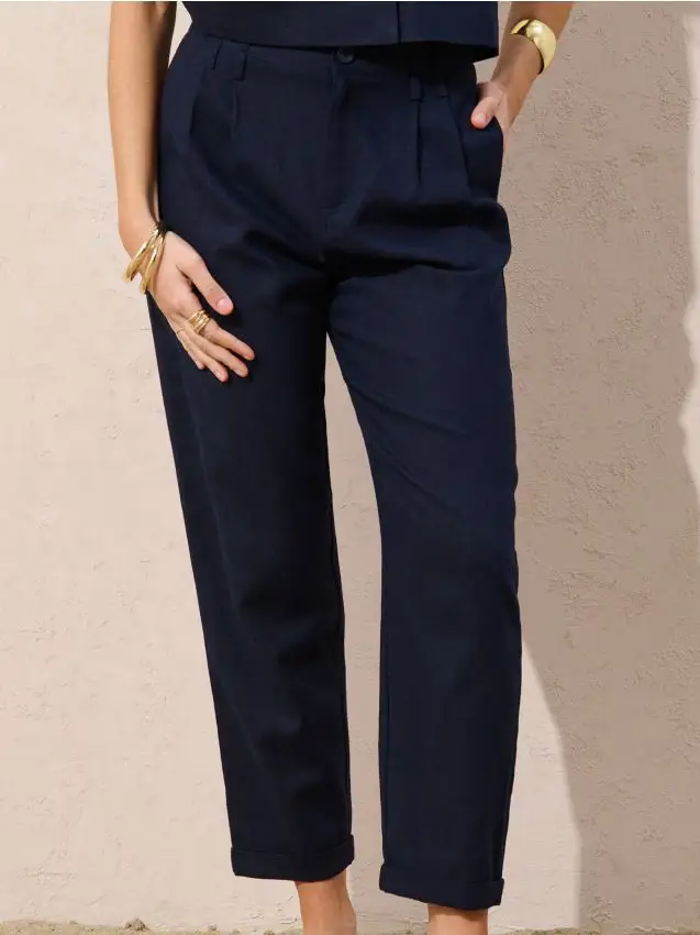Pantaloni con pinces eleganti - blu scuro