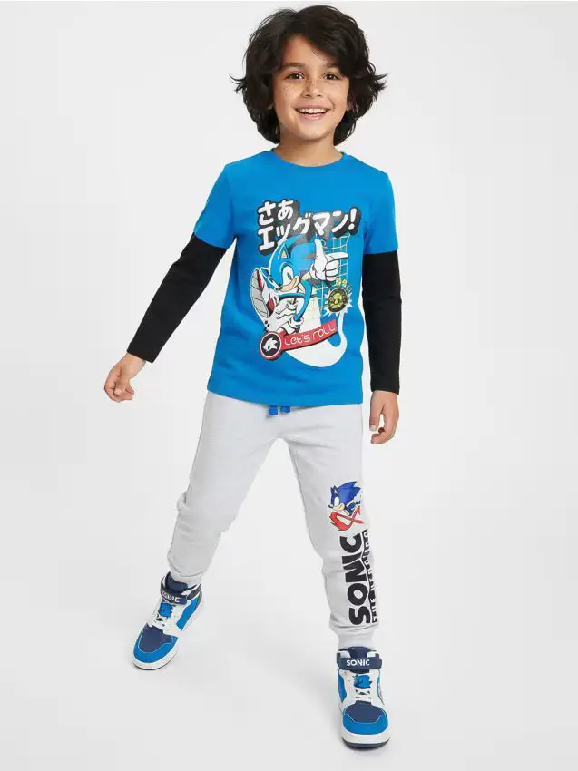 Pantaloni con stampa Sonic the Hedgehog - grigio chiaro