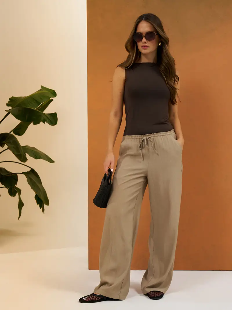 Pantaloni con viscosa - caffè Caffè miniatura 3