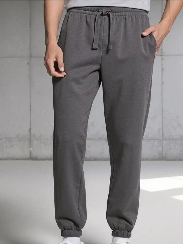 Pantaloni da ginnastica con polsini - grigio scuro