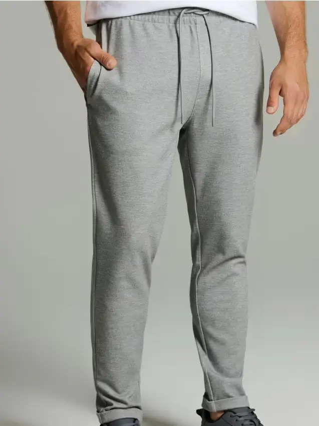 Pantaloni da jogging in maglia strutturata - grigio chiaro