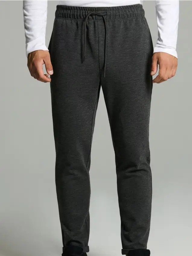 Pantaloni da jogging in maglia strutturata - nero