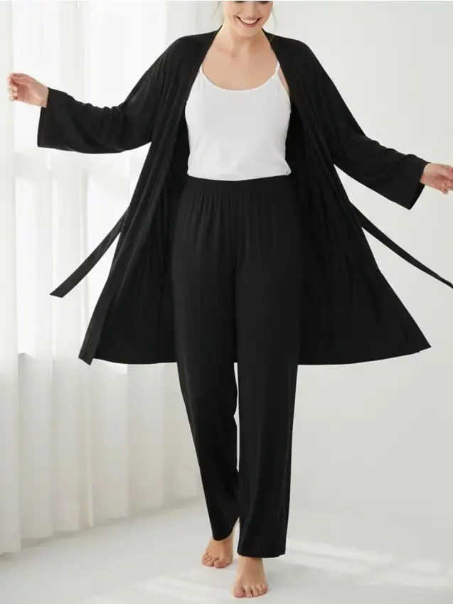 Pantaloni da pigiama a gamba larga - nero