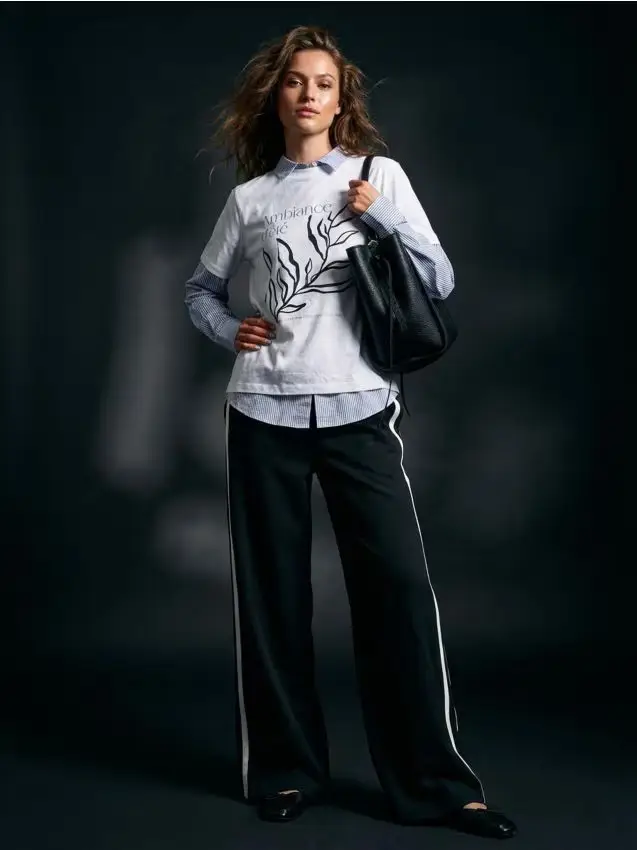 Pantaloni da tuta con strisce laterali - nero