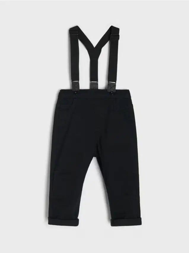 Pantaloni in cotone con bretelle - nero