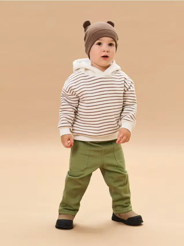 Pantaloni in cotone con fodera calda - verde oliva chiaro