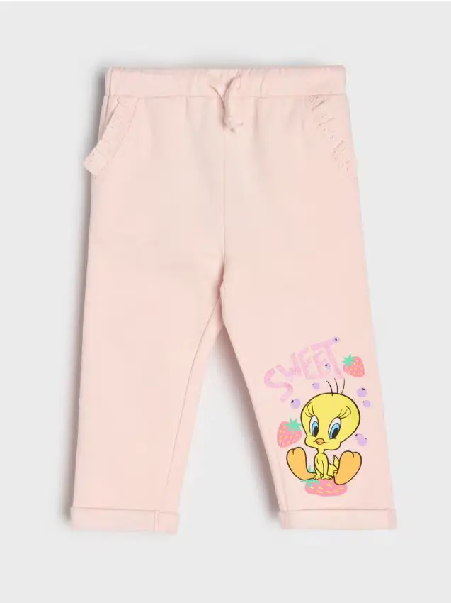 Pantaloni in cotone con volant Looney Tunes - rosa